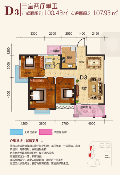 世纪远太城三期D3户型图
